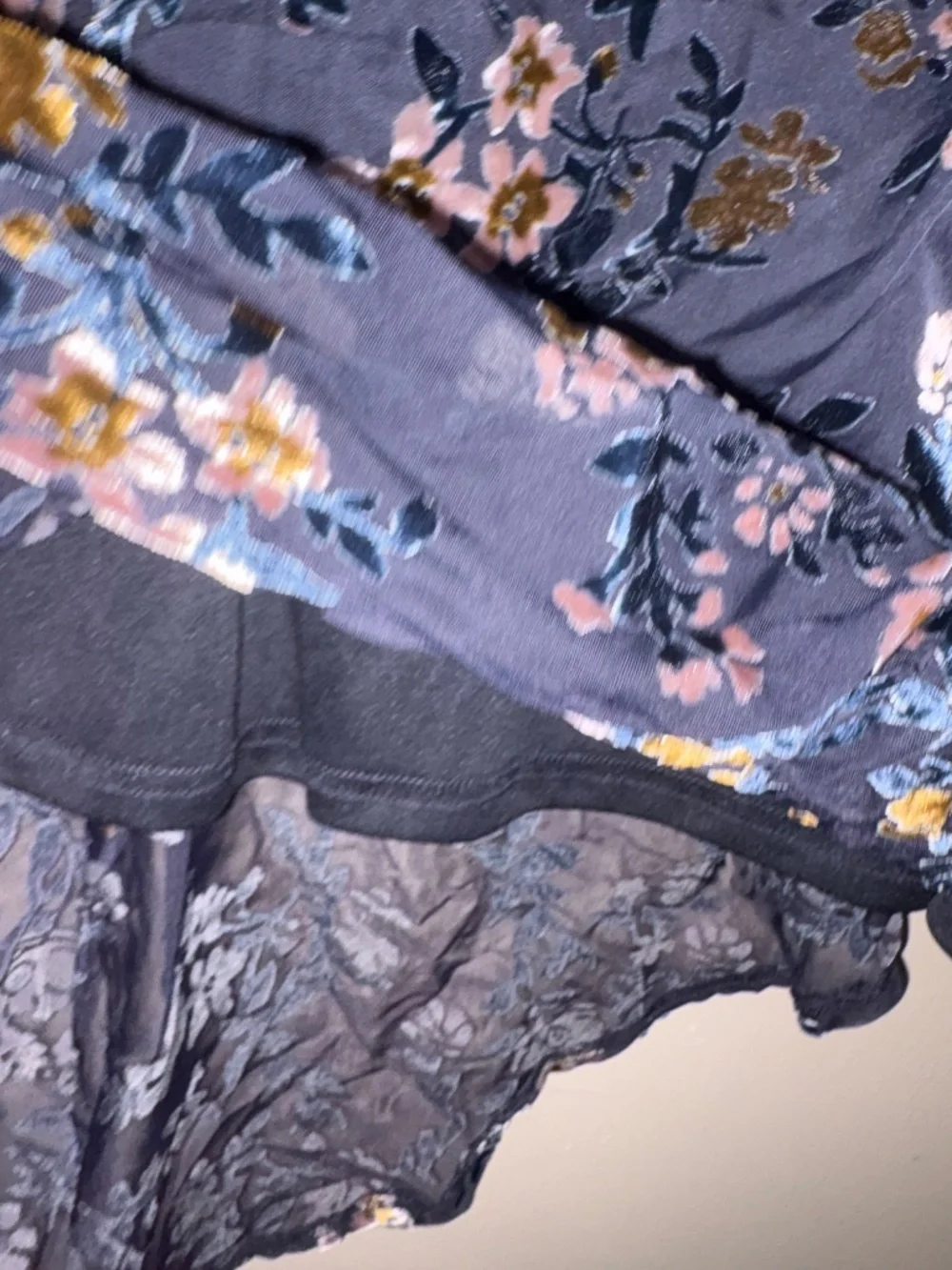Lulus Evenings with You Dark Teal Floral Velvet Asymmetrical Dress XL Whimsigoth - Picture 4 of 11